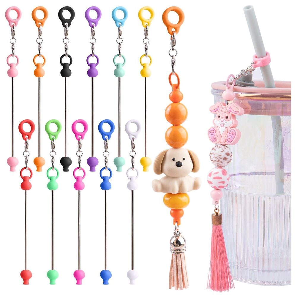 1711 11 Pack Beadable Cup Charm Straw Dangle Adapters Pendant for Tumbler